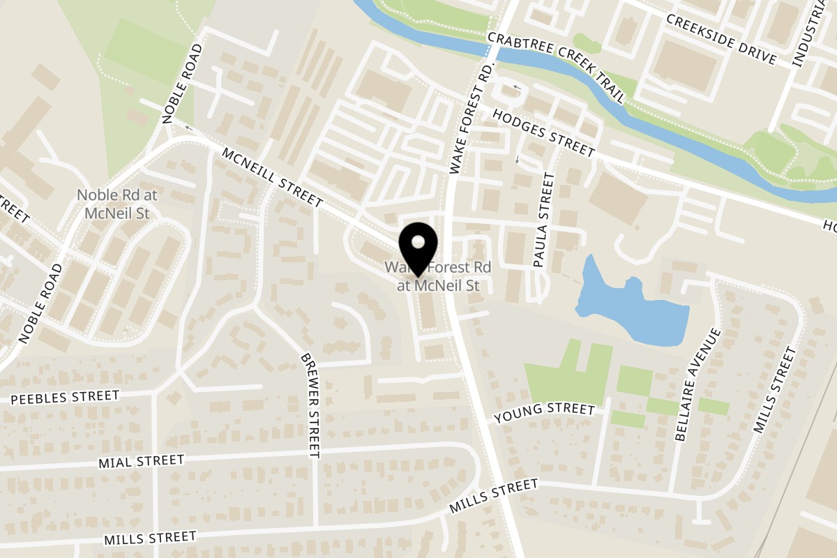 Map showing the location of Chido Taco CHIDO MIDTOWN (WAKE FOREST RD) on 2330 Bale St #100 in Raleigh